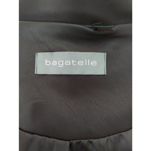 Bagatelle Womens Brown Cropped Moto Faux Leather Jacket Coat Small - Picture 5 of 6